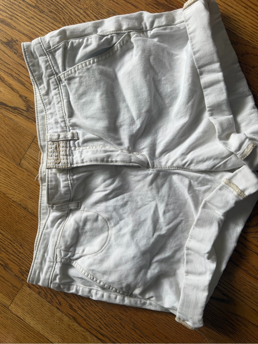 Anthropologie White Cotton Cuffed Bermuda Shorts
